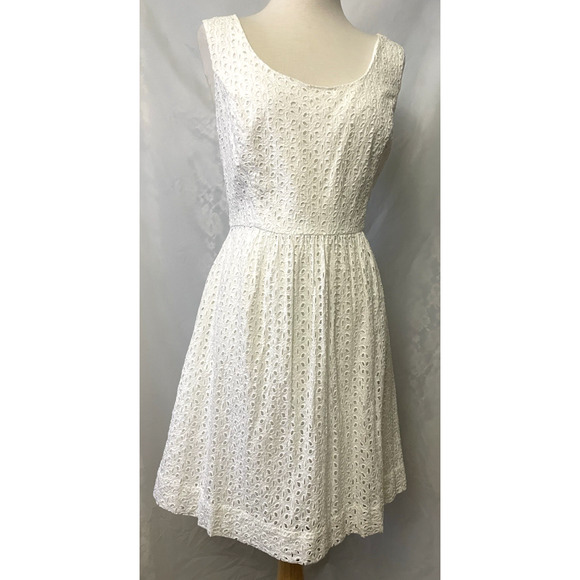 Vineyard Vines Size 12 Dress White Chevron Jacquard Sleeveless Summer - Picture 1 of 11